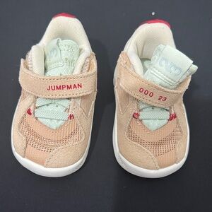 NWOT Jordan Kids Sneakers - Tan and Mint with Red Accents